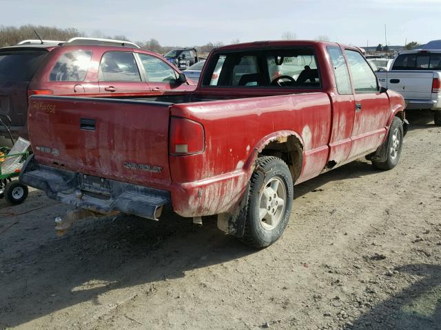 1GCDT19X9V8167027 - 1997 CHEVROLET S TRUCK S1 RED photo 4