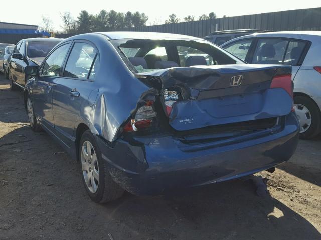 2HGFA16557H510612 - 2007 HONDA CIVIC LX BLUE photo 3