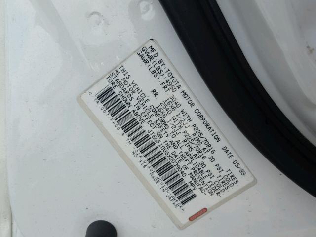 JT6GF10U8X0039040 - 1999 LEXUS RX 300 WHITE photo 10