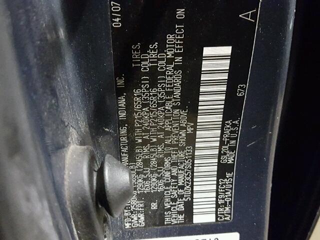 5TDZK23C57S051133 - 2007 TOYOTA SIENNA CE GRAY photo 10