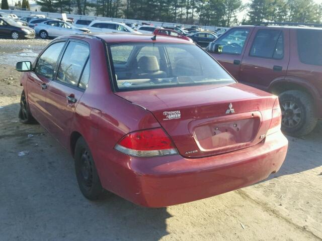 JA3AJ26E24U057636 - 2004 MITSUBISHI LANCER ES RED photo 3