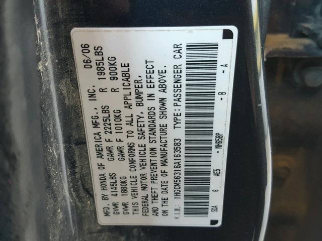 1HGCM56316A163583 - 2006 HONDA ACCORD SE GRAY photo 10