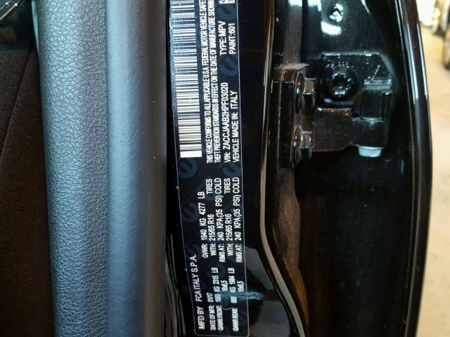 ZACCJAAB2HPF03020 - 2017 JEEP RENEGADE S BLACK photo 10