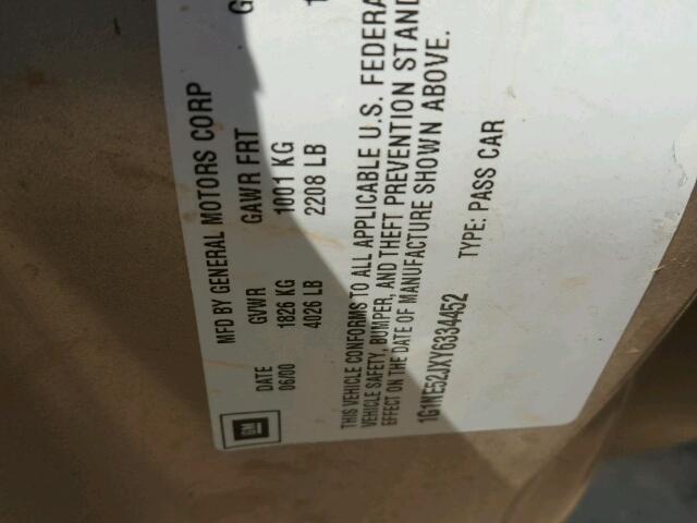 1G1NE52JXY6334452 - 2000 CHEVROLET MALIBU LS GOLD photo 10