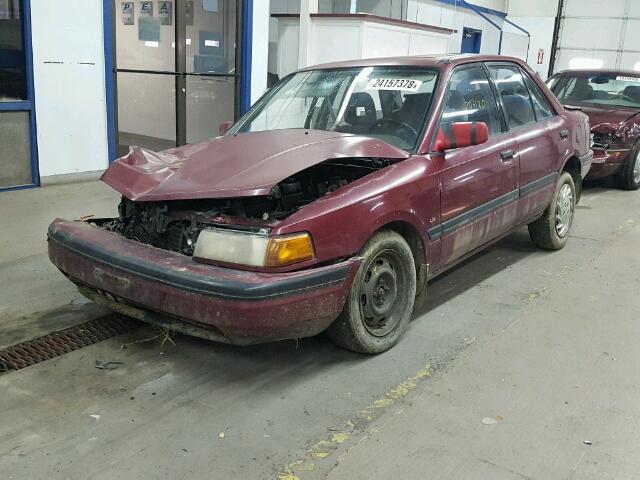 JM1BG2264L0182761 - 1990 MAZDA PROTEGE LX MAROON photo 2