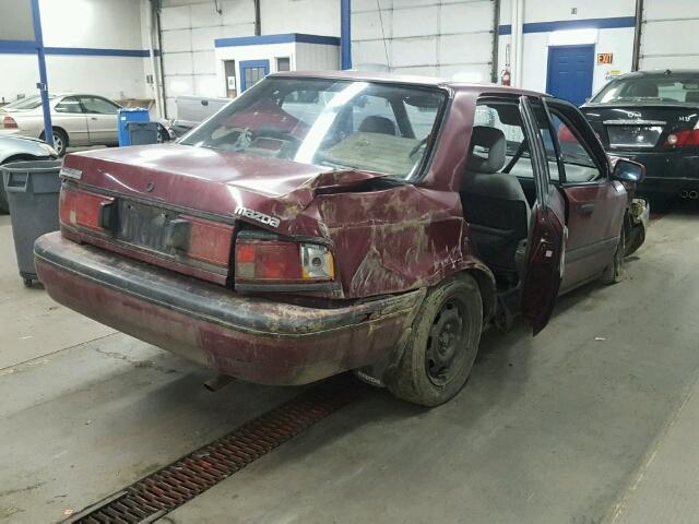 JM1BG2264L0182761 - 1990 MAZDA PROTEGE LX MAROON photo 4