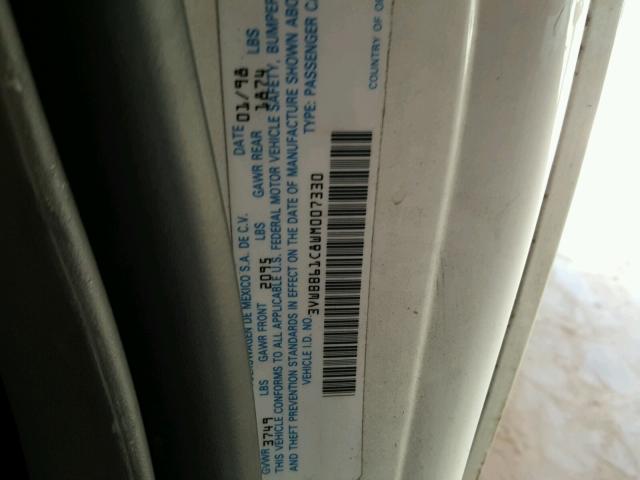 3VWBB61C8WM007330 - 1998 VOLKSWAGEN NEW BEETLE 白色 照片 10