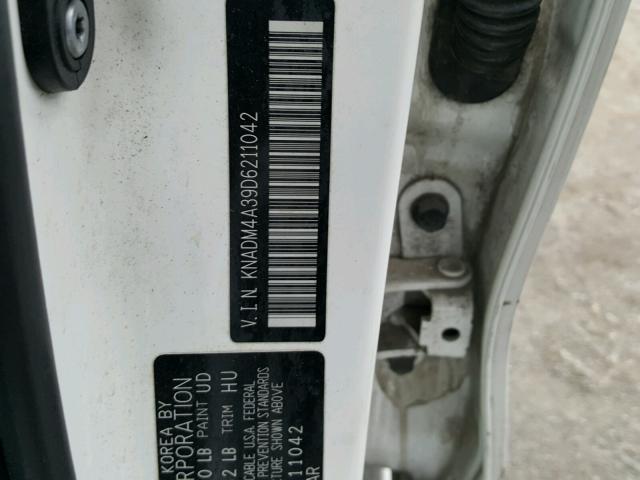 KNADM4A39D6211042 - 2013 KIA RIO LX WHITE photo 10