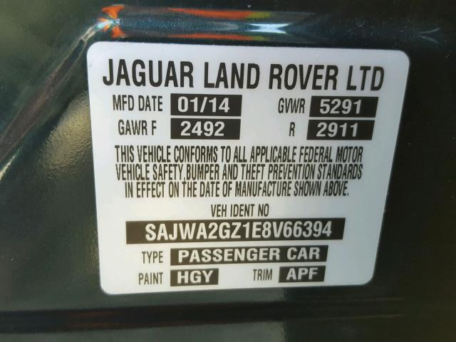 SAJWA2GZ1E8V66394 - 2014 JAGUAR XJL PORTFO GREEN photo 10