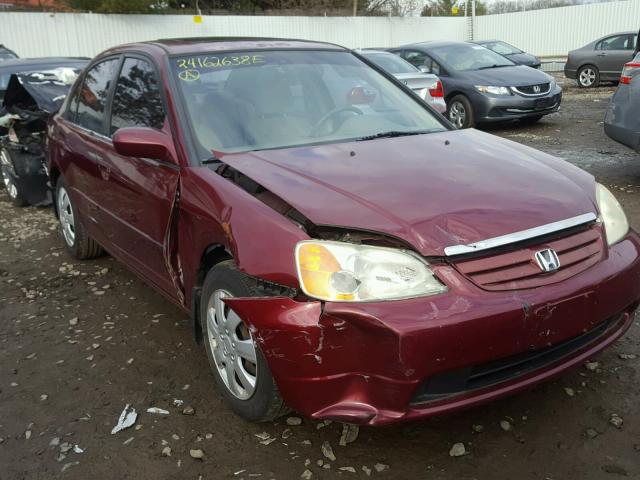 2HGES26752H561309 - 2002 HONDA CIVIC EX BURGUNDY photo 1