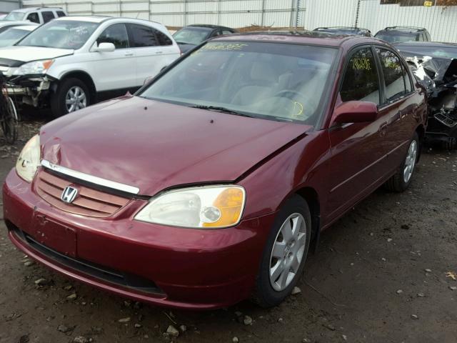 2HGES26752H561309 - 2002 HONDA CIVIC EX BURGUNDY photo 2