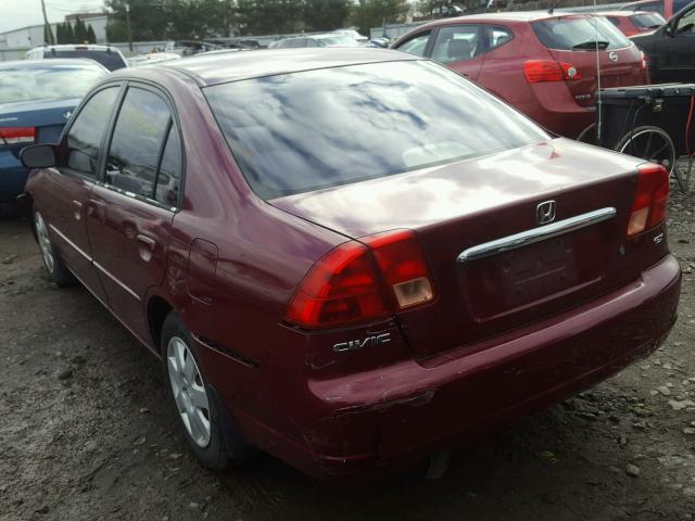 2HGES26752H561309 - 2002 HONDA CIVIC EX BURGUNDY photo 3