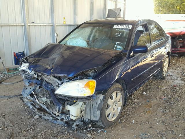 1HGES26751L052905 - 2001 HONDA CIVIC EX BLUE photo 2