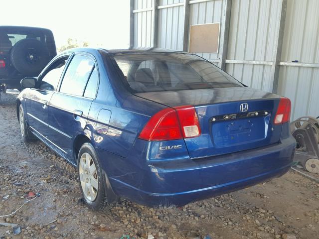 1HGES26751L052905 - 2001 HONDA CIVIC EX BLUE photo 3