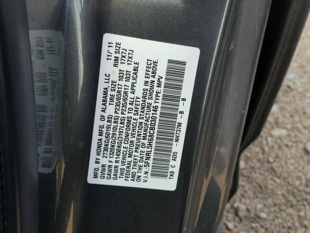 5FNRL5H68CB030146 - 2012 HONDA ODYSSEY EX SILVER photo 10