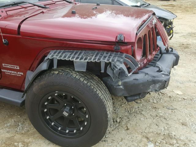 1C4BJWDG9CL136887 - 2012 JEEP WRANGLER U BURGUNDY photo 9