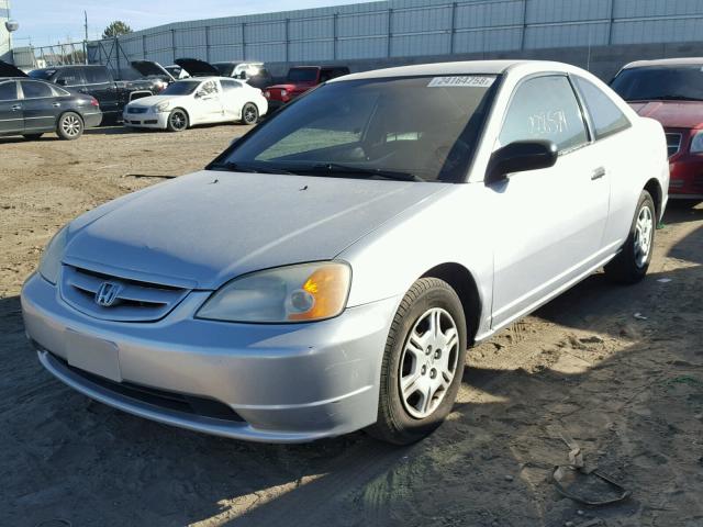 1HGEM22561L117954 - 2001 HONDA CIVIC LX SILVER photo 2