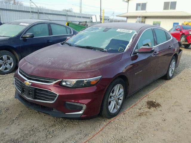 1G1ZE5ST5GF250427 - 2016 CHEVROLET MALIBU LT MAROON photo 2