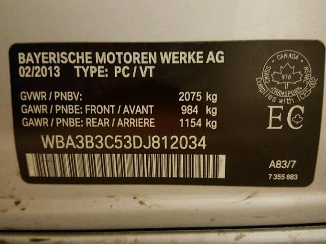 WBA3B3C53DJ812034 - 2013 BMW 328 XI SILVER photo 10