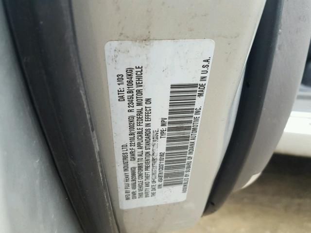 4S4BT61C037110162 - 2003 SUBARU BAJA SILVER photo 10