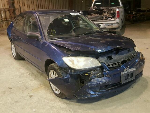 2HGES16555H546032 - 2005 HONDA CIVIC LX BLUE photo 1