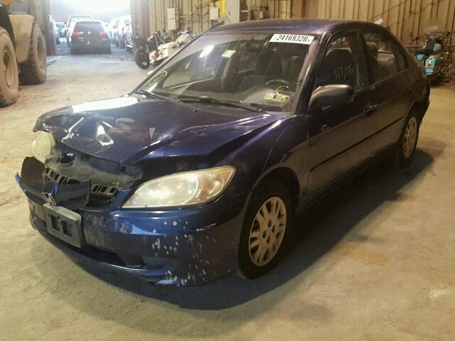 2HGES16555H546032 - 2005 HONDA CIVIC LX BLUE photo 2