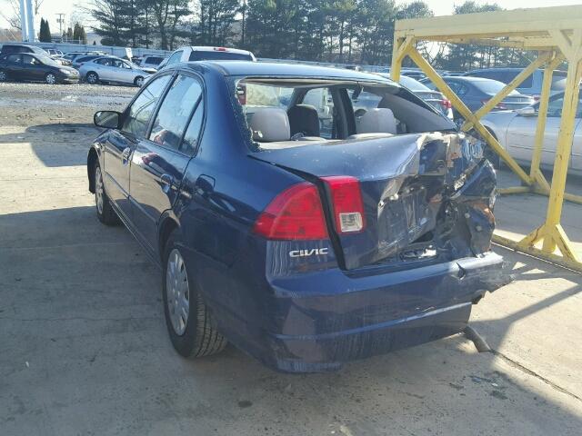 2HGES16555H546032 - 2005 HONDA CIVIC LX BLUE photo 3