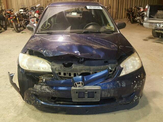 2HGES16555H546032 - 2005 HONDA CIVIC LX BLUE photo 9