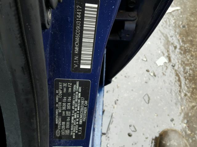 KMHCN46C09U314417 - 2009 HYUNDAI ACCENT GLS BLUE photo 10