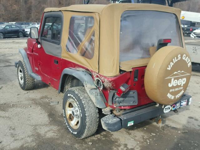 1J4FY29P3WP776423 - 1998 JEEP WRANGLER / RED photo 3