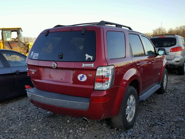 4M2CU81128KJ08430 - 2008 MERCURY MARINER BURGUNDY photo 4