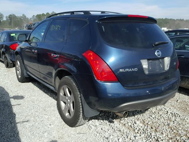 JN8AZ08T35W321936 - 2005 NISSAN MURANO SL BLUE photo 3