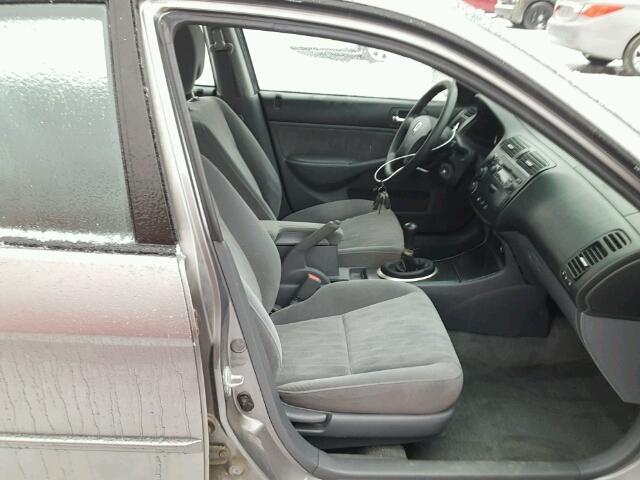 1HGES15575L022062 - 2005 HONDA CIVIC LX GRAY photo 5