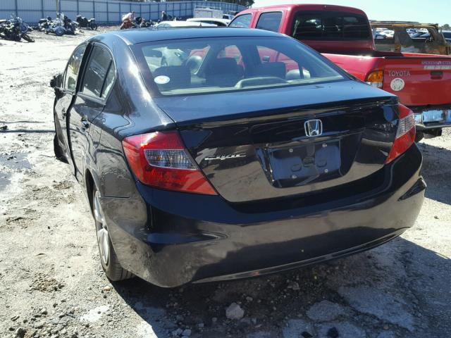 19XFB2F56CE378502 - 2012 HONDA CIVIC LX BLACK photo 3