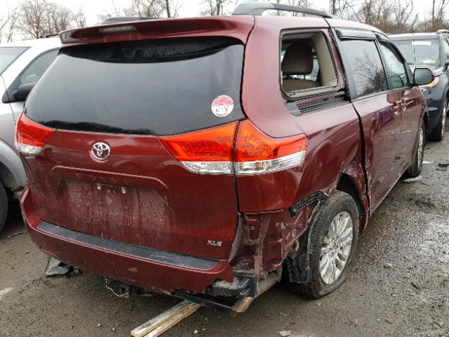 5TDYK3DC3DS351524 - 2013 TOYOTA SIENNA XLE BURGUNDY photo 4