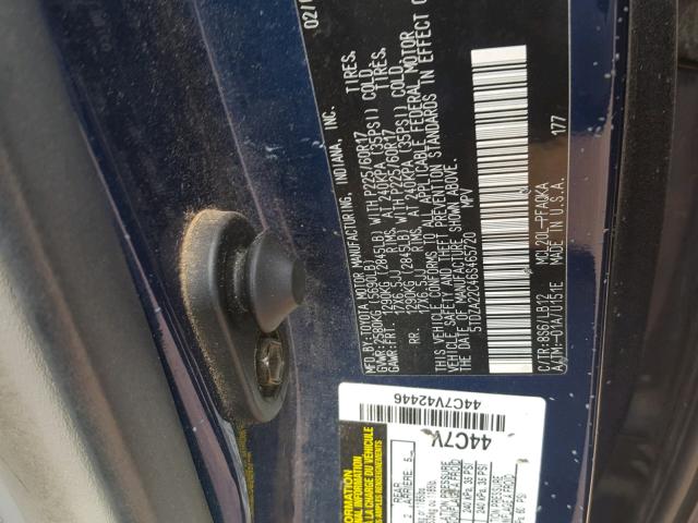 5TDZA22C46S465720 - 2006 TOYOTA SIENNA XLE BLUE photo 10