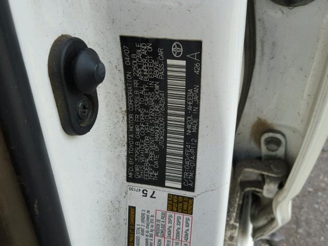 JTDKB20U977642641 - 2007 TOYOTA PRIUS SILVER photo 10