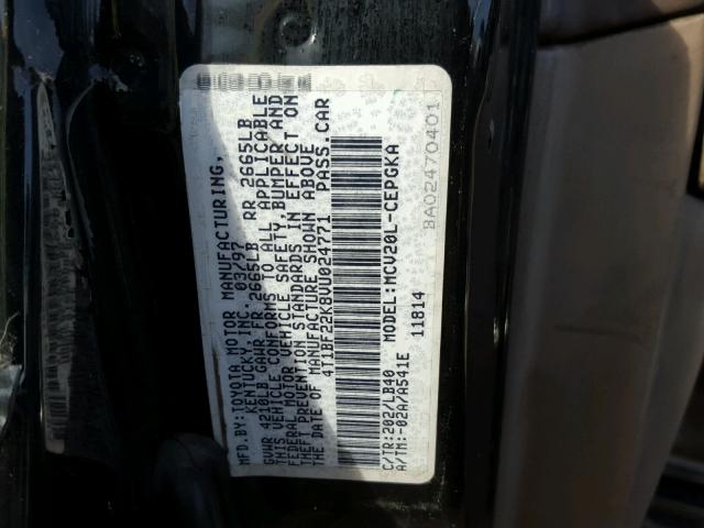 4T1BF22K8VU024771 - 1997 TOYOTA CAMRY CE BLACK photo 10