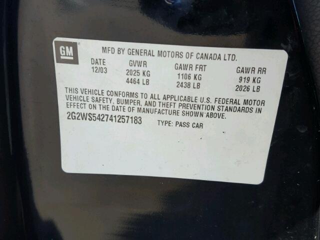 2G2WS542741257183 - 2004 PONTIAC GRAND PRIX შავი ფოტო 10