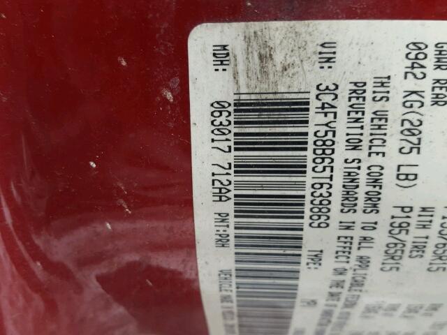 3C4FY58B65T639869 - 2005 CHRYSLER PT CRUISER RED photo 10