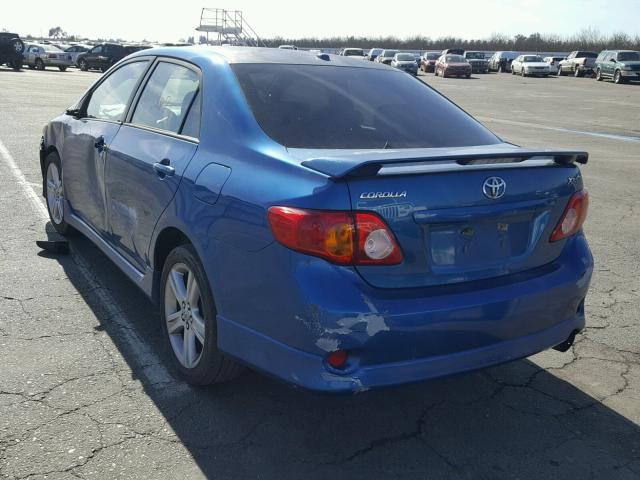 1NXBE40E49Z001795 - 2009 TOYOTA COROLLA XR BLUE photo 3