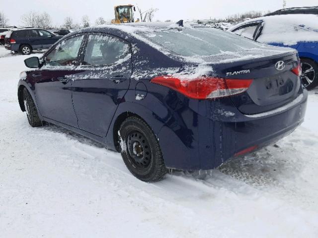 5NPDH4AE0DH424251 - 2013 HYUNDAI ELANTRA GL BLUE photo 3