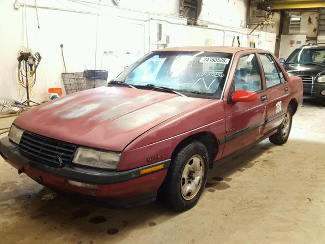 1G1LT53T4ME130386 - 1991 CHEVROLET CORSICA LT MAROON photo 2