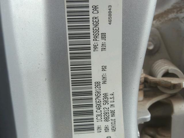 1C3LC46K67N501268 - 2007 CHRYSLER SEBRING SILVER photo 10