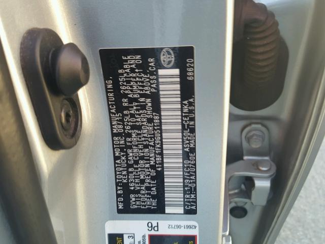 4T1BF1FK9GU511887 - 2016 TOYOTA CAMRY LE SILVER photo 10