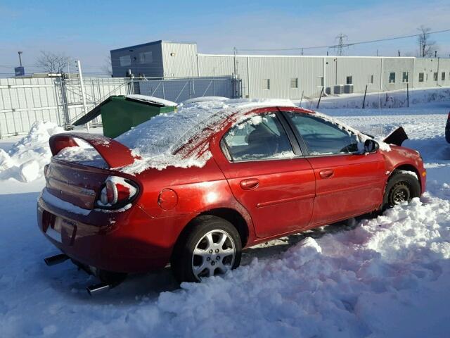 1B3ES46C44D602778 - 2004 DODGE NEON SX 2. RED photo 4