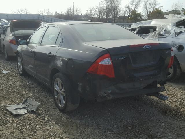 3FAHP0HA8CR144966 - 2012 FORD FUSION SE BLACK photo 3