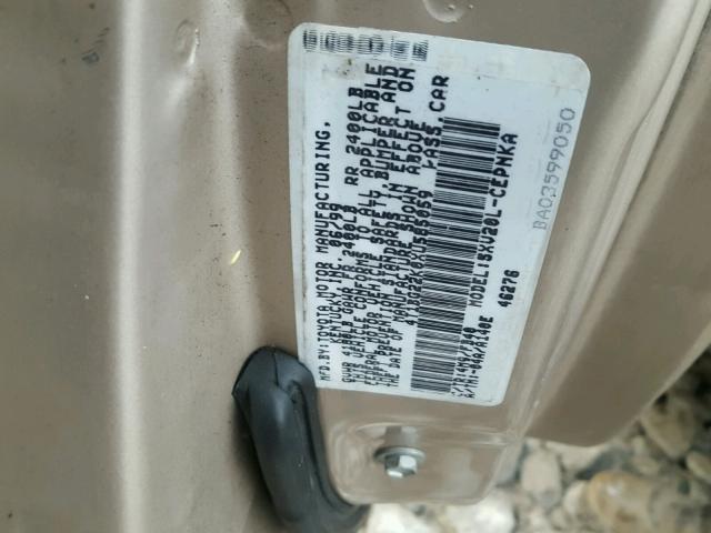 4T1BG22K0XU585059 - 1999 TOYOTA CAMRY CE TAN photo 10