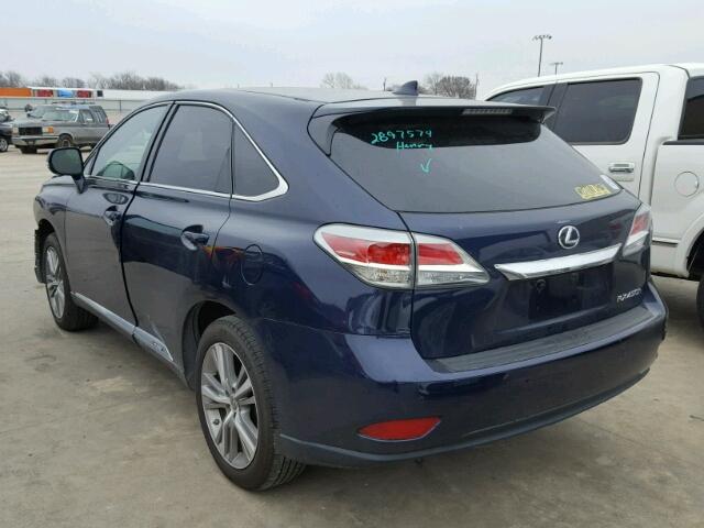 2T2ZB1BA9FC003986 - 2015 LEXUS RX 450H BLUE photo 3