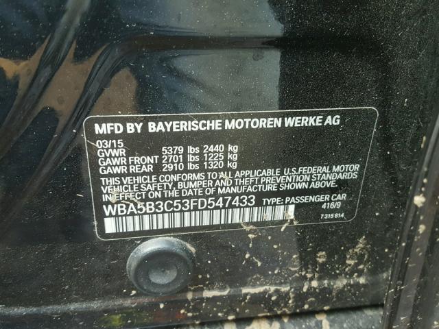 WBA5B3C53FD547433 - 2015 BMW 535 XI BLACK photo 10